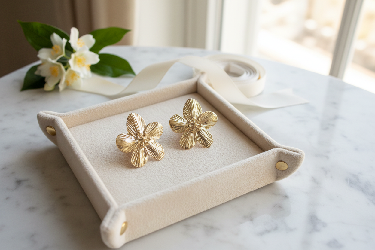 boucles d'oreilles fleurs doré