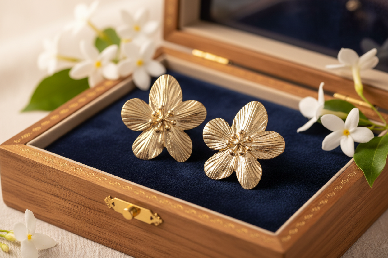 boucles d'oreilles fleurs doré