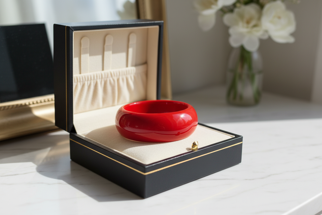 bracelet en résine rouge