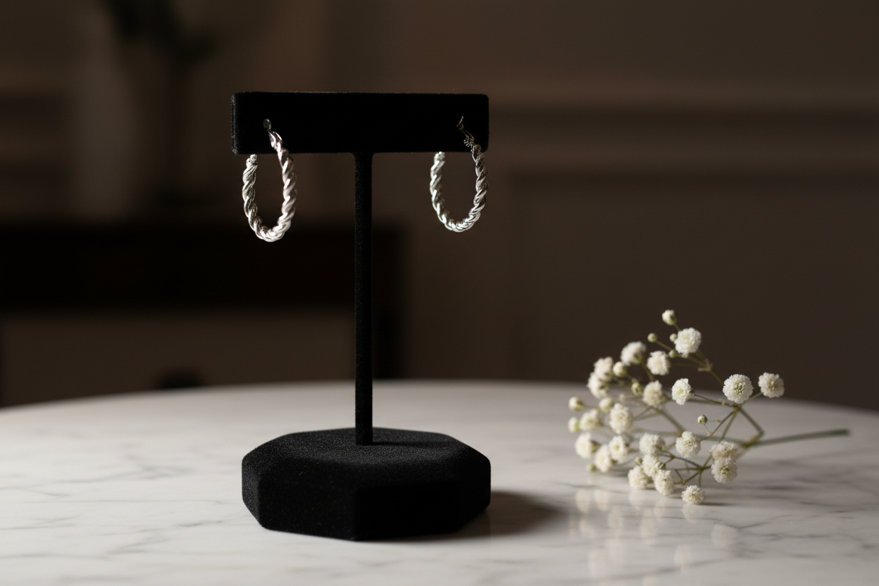 Boucles d’oreilles anneaux torsadée