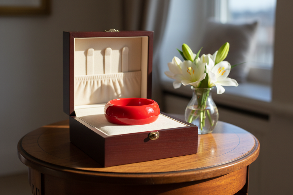 bracelet en résine rouge