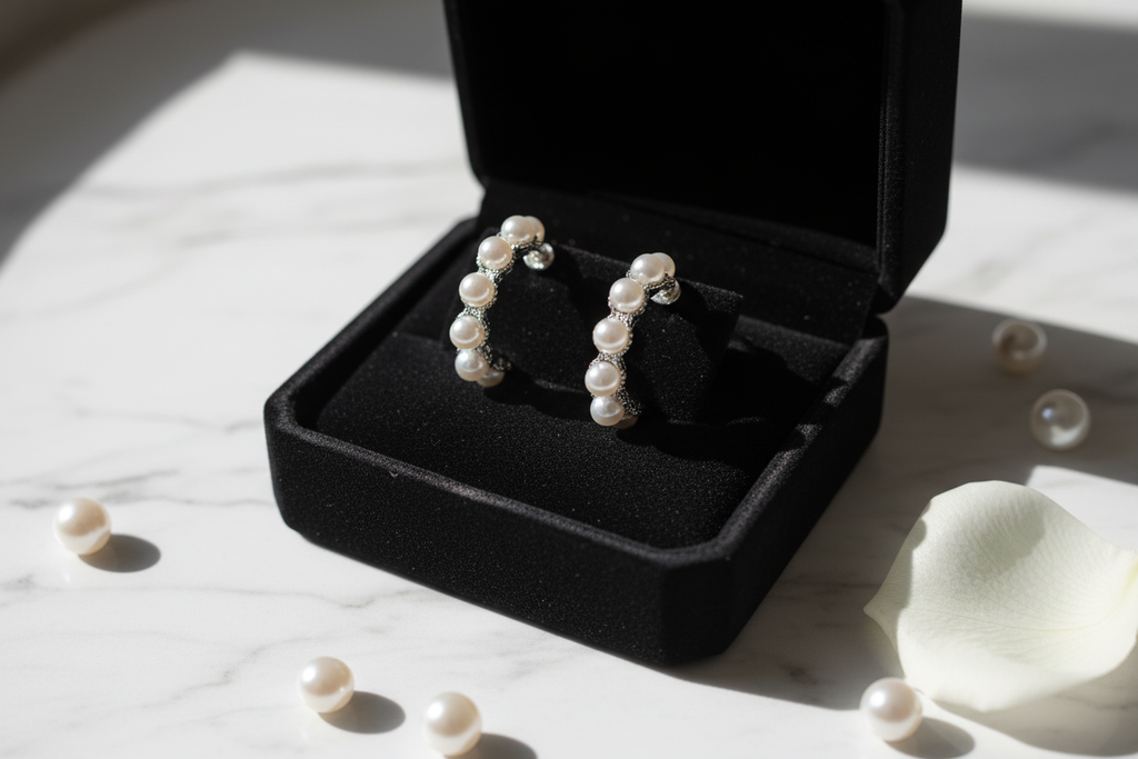Boucles d’oreilles fantaisie en perle blanche
