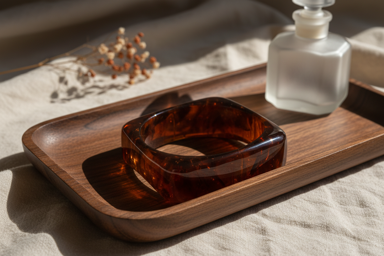 Bracelet en résine marron clair