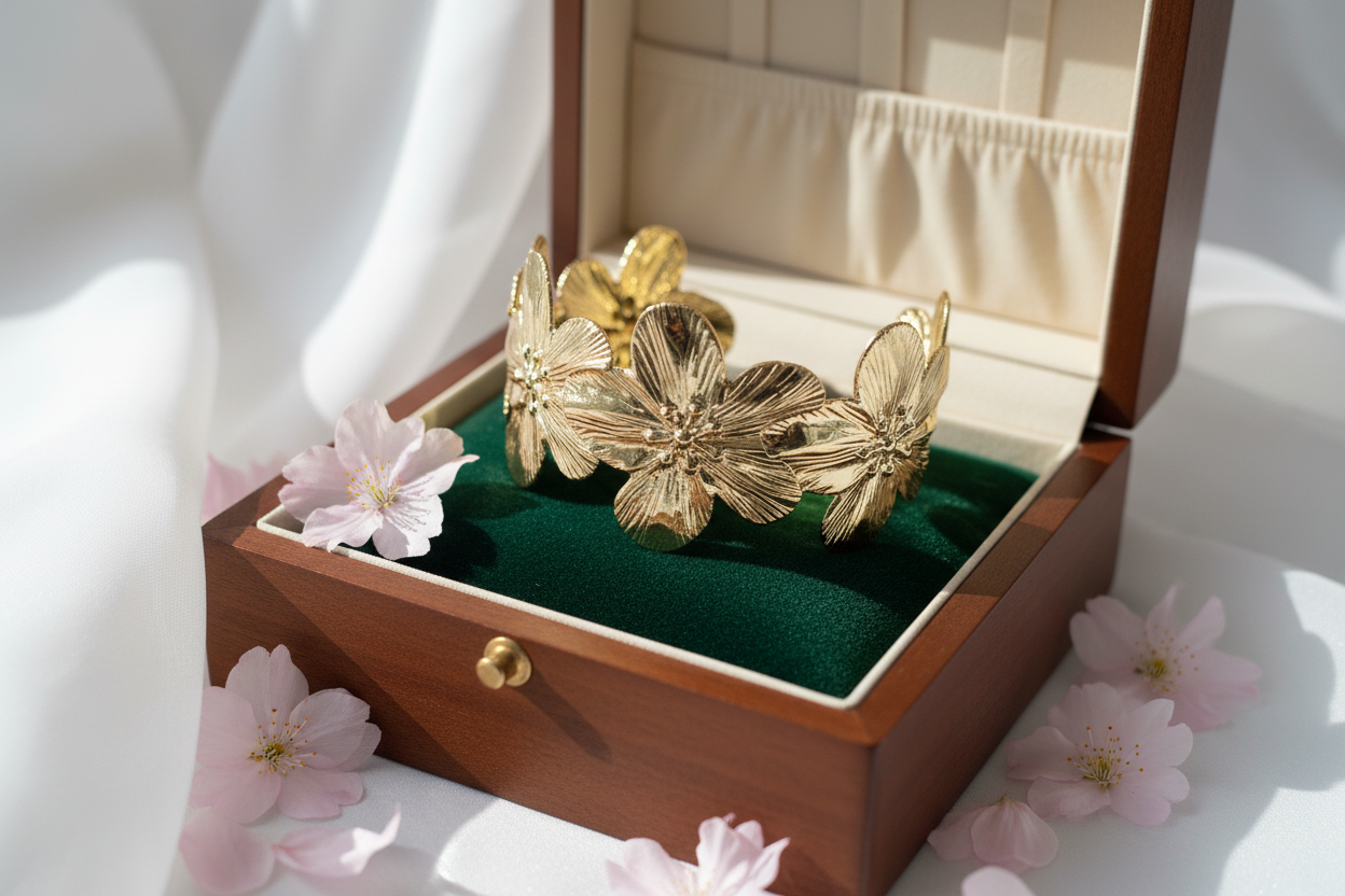 bracelet fleur doré