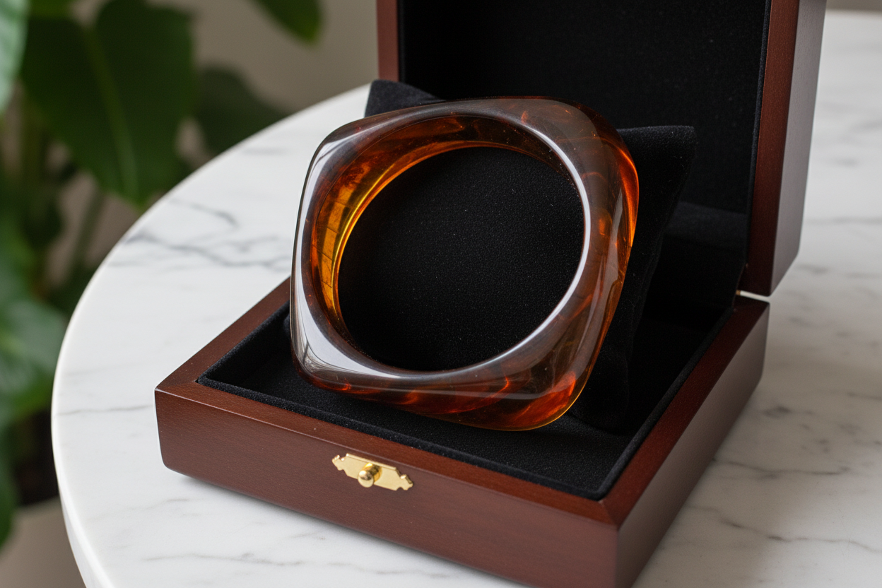 Bracelet en résine marron clair