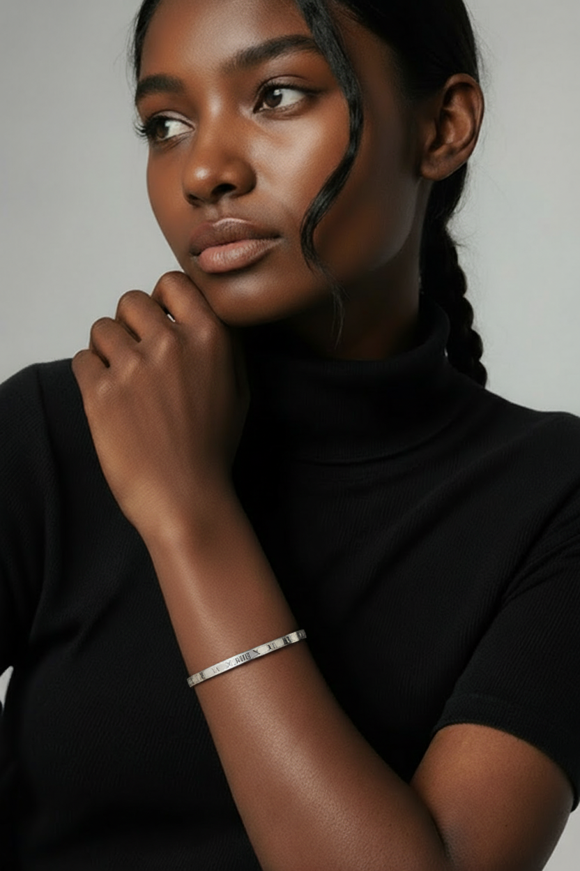 Bracelet chiffres romain acier inoxydable 304l