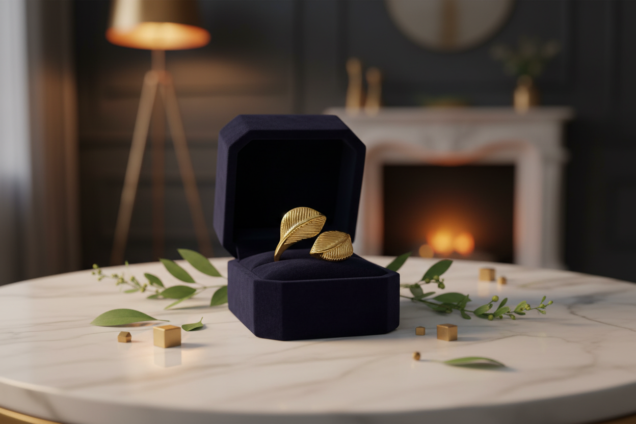 bague feuille fine