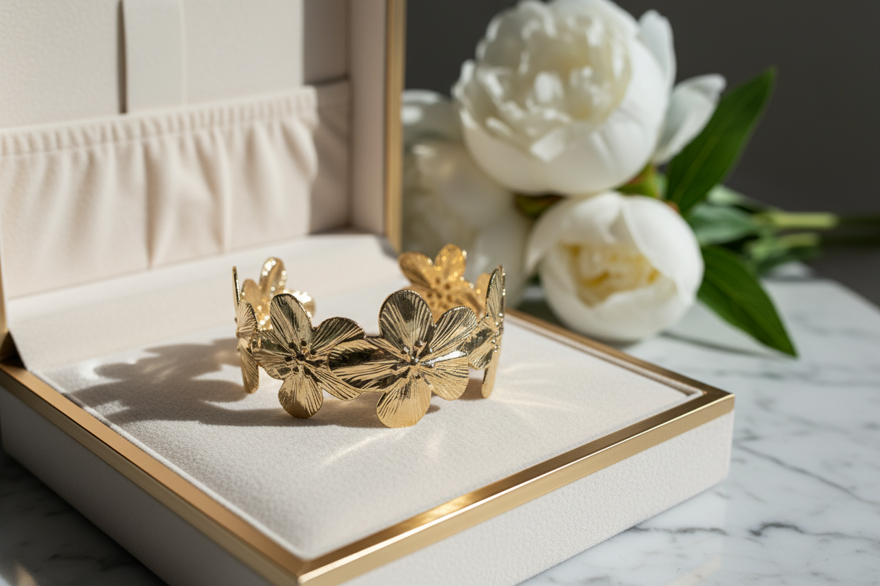 bracelet fleur doré