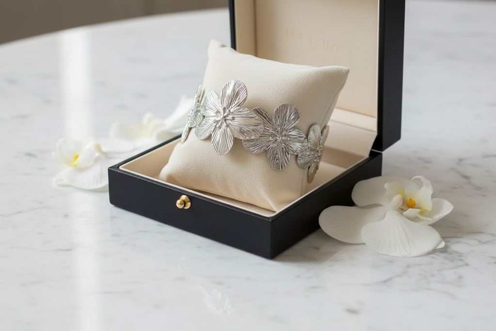 bracelet fleur argent