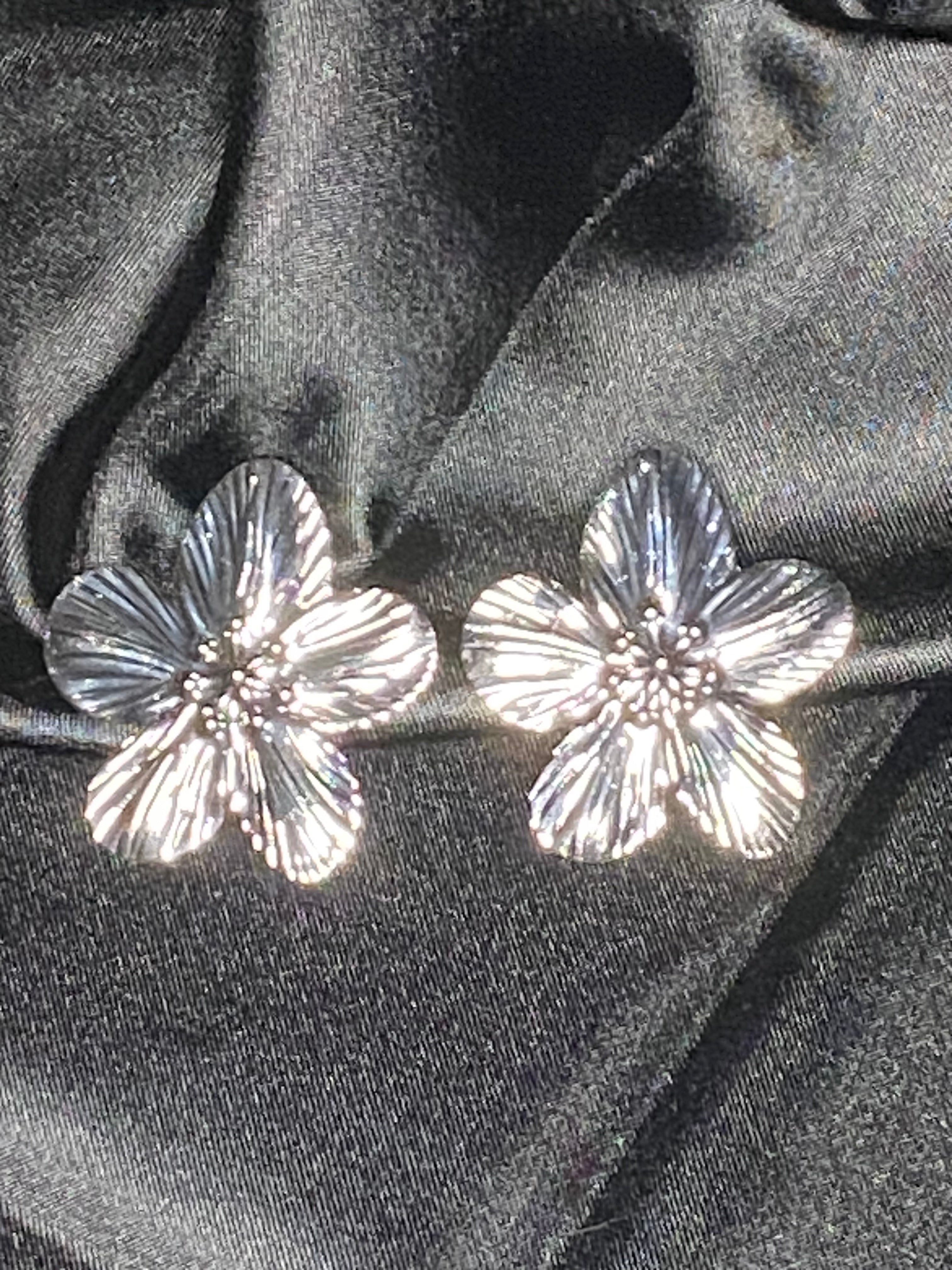 boucles d'oreilles fleurs argent
