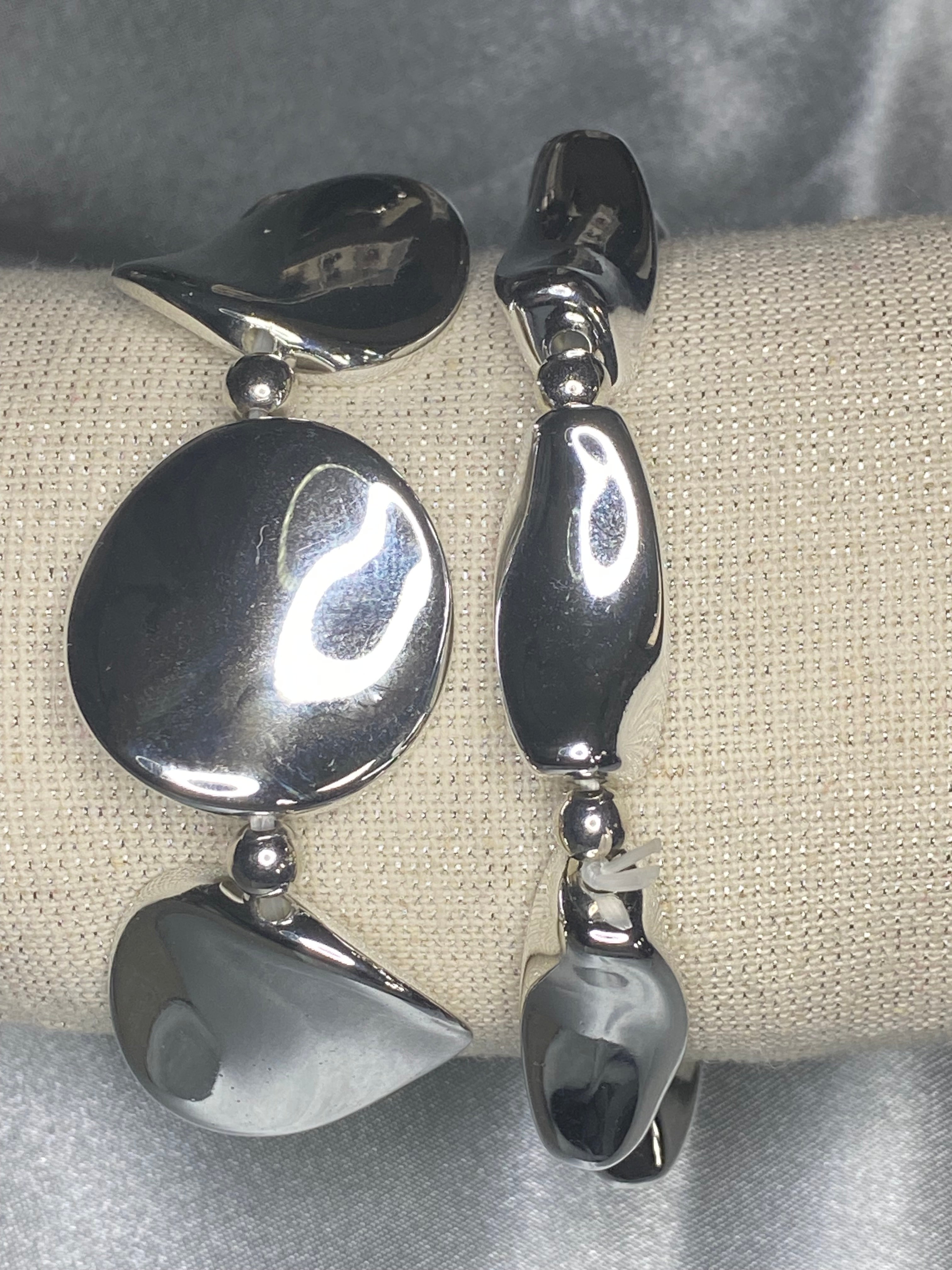 lot de deux bracelets géométrique argent